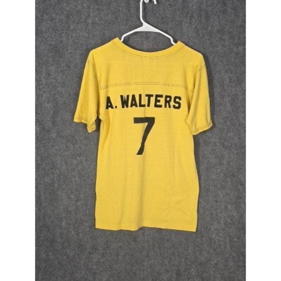 Vintage BANTAMS Yellow Graphic Tee Koinonia A Walters 7 Men Sz L Football Casual - Picture 2 of 8